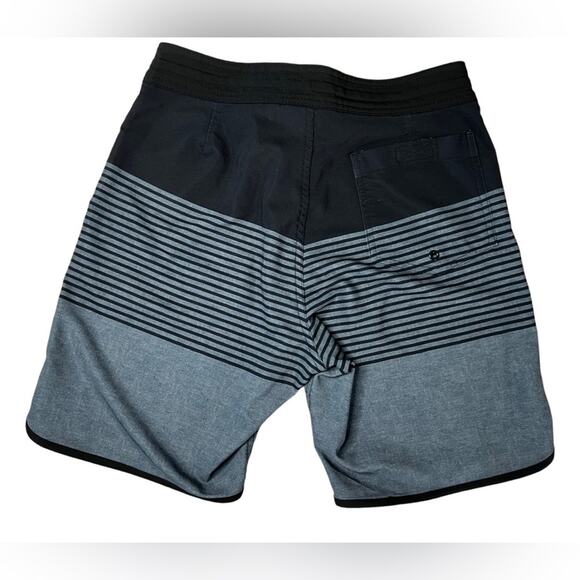 Old Navy Grey Striped Novelty Board Shorts Swim Trunks Bottom 28 Vacation Beach - Picture 2 of 7